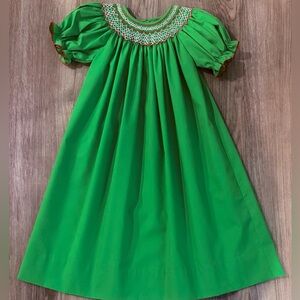 Le Za Me Smocked Green Dress-size 6